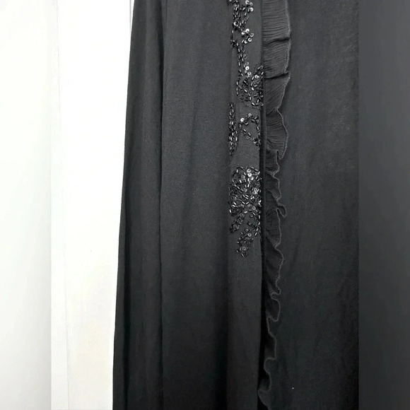 Saks Fifth Avenue Black Ruffle Sequin Lightweight Open Front Cardigan Size M - Picture 6 of 13